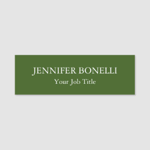Personalized minimalist forest green customized name tag
