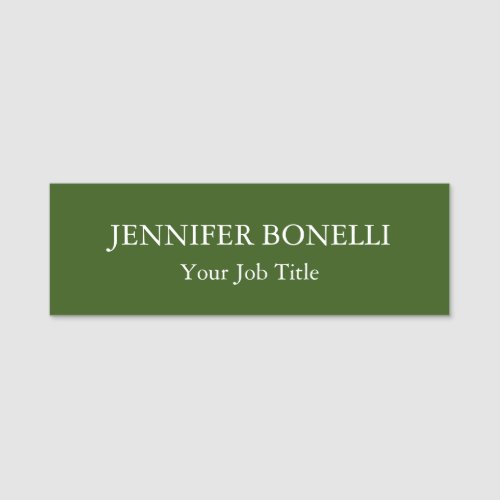 Personalized minimalist forest green customized name tag