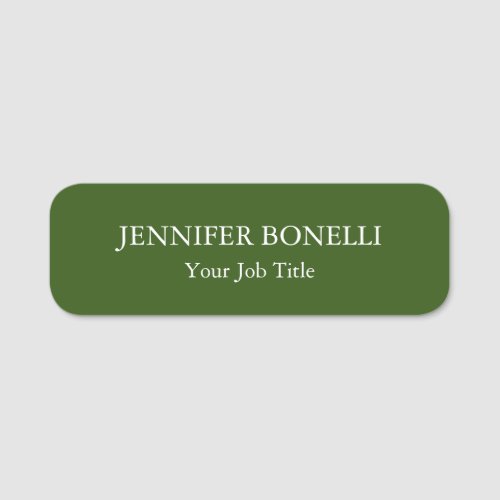 Personalized minimalist forest green customized name tag