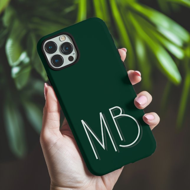 Personalized Minimalist Forest Green Monogram Case-Mate iPhone Case (Creator Uploaded)