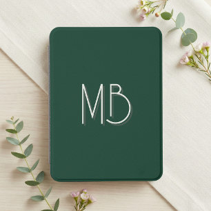 Personalized Minimalist Forest Green Monogram Kindle Cover