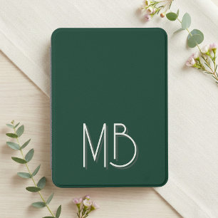 Personalized Minimalist Forest Green Monogram Kindle Cover