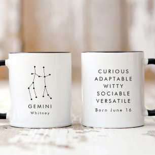 Personalized Minimalist Gemini Zodiac Sign Mug