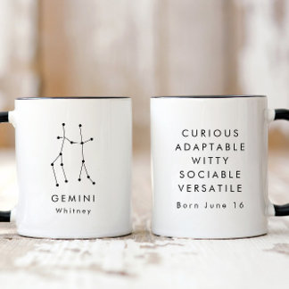 Personalized Minimalist Gemini Zodiac Sign Mug