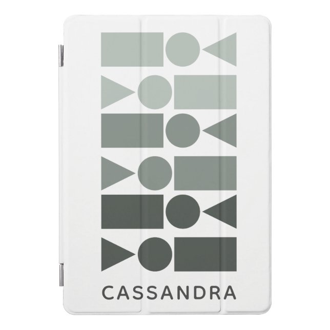 Personalized Minimalist Geometric Monochrome Gray  iPad Pro Cover (Front)