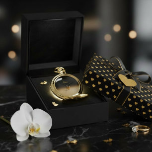 Personalized Minimalist Gold Heart PocPocket Watch