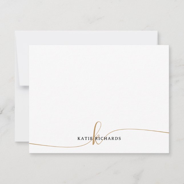 Personalized Minimalist Gold Note Card (Front)