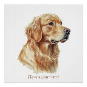 Personalized Minimalist Golden Retriever Nursery Poster