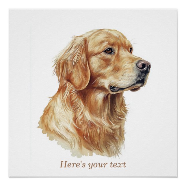 Personalized Minimalist Golden Retriever Nursery Poster (Front)