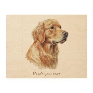 Personalized Minimalist Golden Retriever Nursery Wood Wall Art