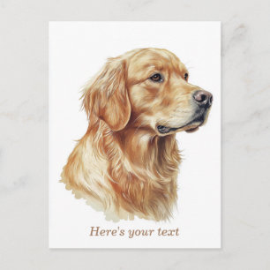 Personalized Minimalist Golden Retriever Postcard