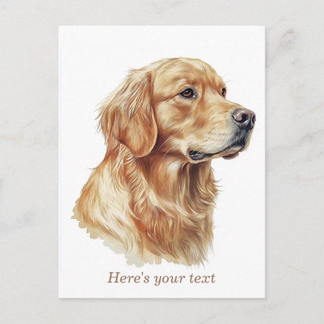 Personalized Minimalist Golden Retriever  Postcard (Front)