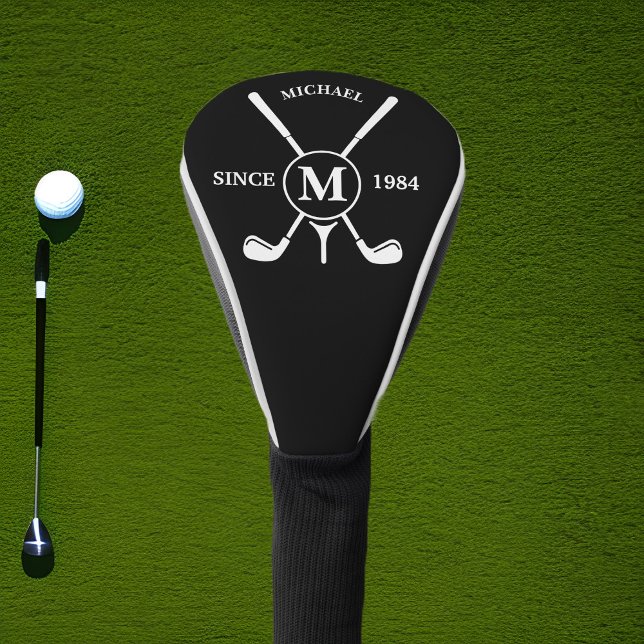 Personalized Minimalist Golf Monogram Black Head Cover (Creator Uploaded)
