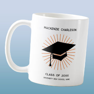 Personalized Minimalist Graduation Cap Coffee Mug