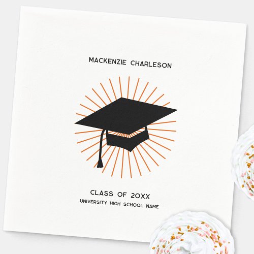 Personalized Minimalist Graduation Cap Party Napkins