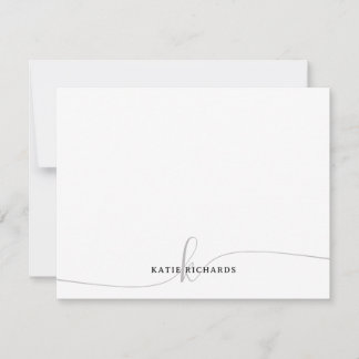 Personalized Minimalist Gray Note Card