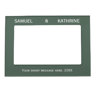 Personalized Minimalist Green Valentine Photo Magnetic Frame