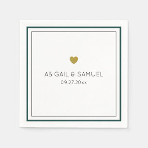 Personalized Minimalist Green White  Wedding  Napkins