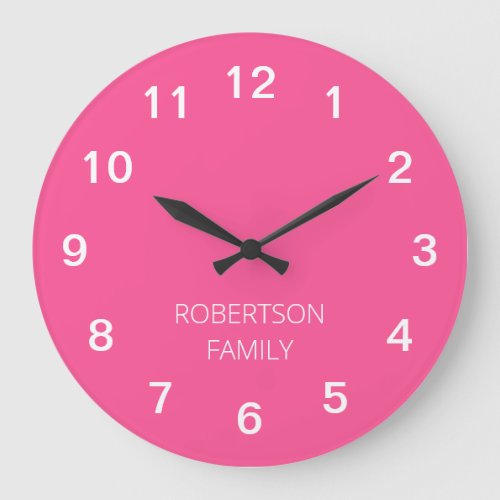 Personalized Minimalist Hot Pink Wall Clock