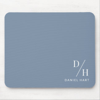 Personalized Minimalist Initial Name Dusty Blue Mouse Pad