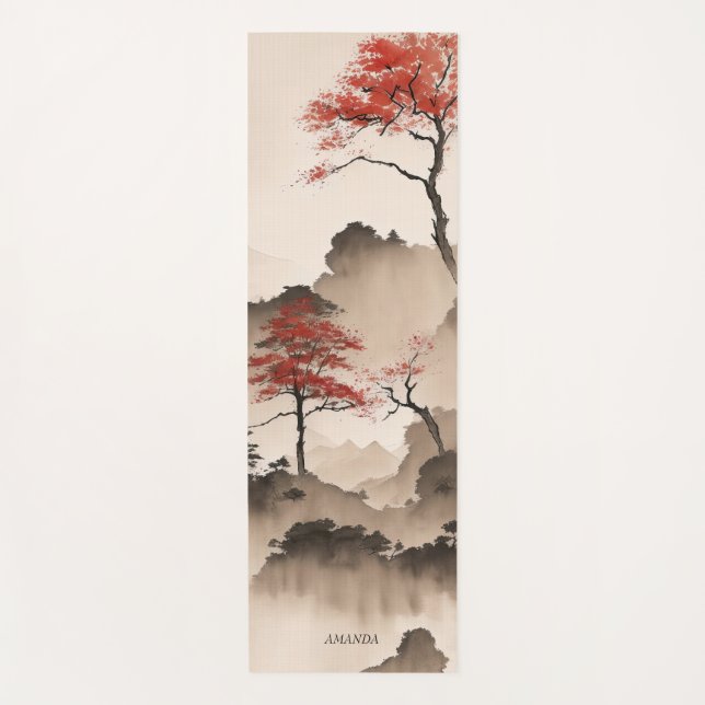 PERSONALIZED Minimalist Japanese Coastline Yoga Mat (Front)