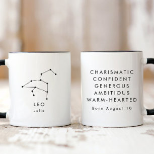 Personalized Minimalist Leo Zodiac Sign Mug