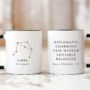 Personalized Minimalist Libra Zodiac Sign Mug