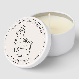 Personalized Minimalist Llama Baby Shower Favor Mini Candle Favors