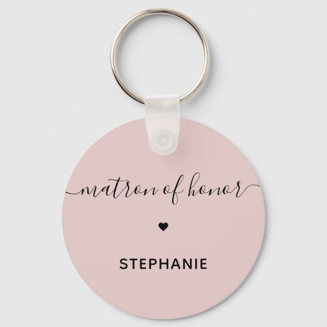 Personalized Minimalist Matron of Honor Custom Keychain (Front)