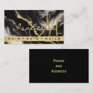 Personalized Minimalist Modern Black Gold Marble Business Card