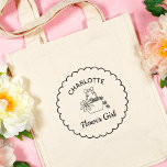 Personalized Minimalist Modern Cute Flower Girl Tote Bag<br><div class="desc">Delight your flower girl with this charming personalized tote featuring a scalloped edge and hand-drawn floral design. This chic bag is customizable with her name, making it the perfect blend of personal and practical. Its versatile black-and-white color scheme complements a variety of wedding aesthetics, from whimsical garden ceremonies to timeless...</div>