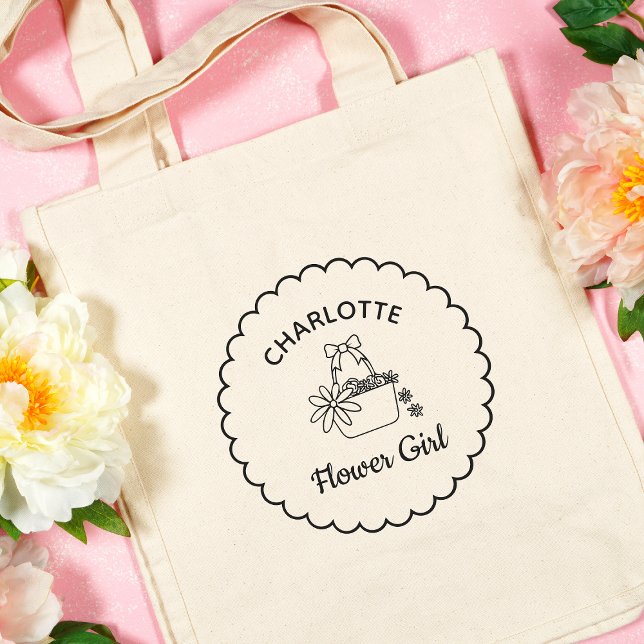 Personalized Minimalist Modern Cute Flower Girl Tote Bag (This tote is a perfect blend of chic and functional for your flower girl’s wedding day essentials.)