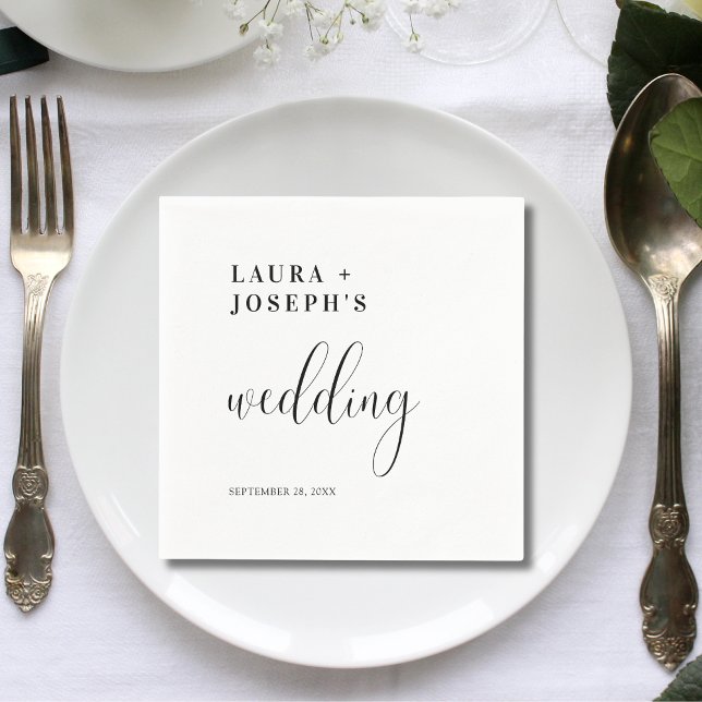 Personalized Minimalist Modern Elegant Wedding Napkins (Creator Uploaded)