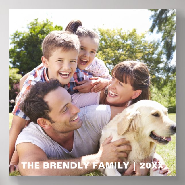 Personalized Minimalist Modern Family Name Acrylic Photo Tile (Front Set)