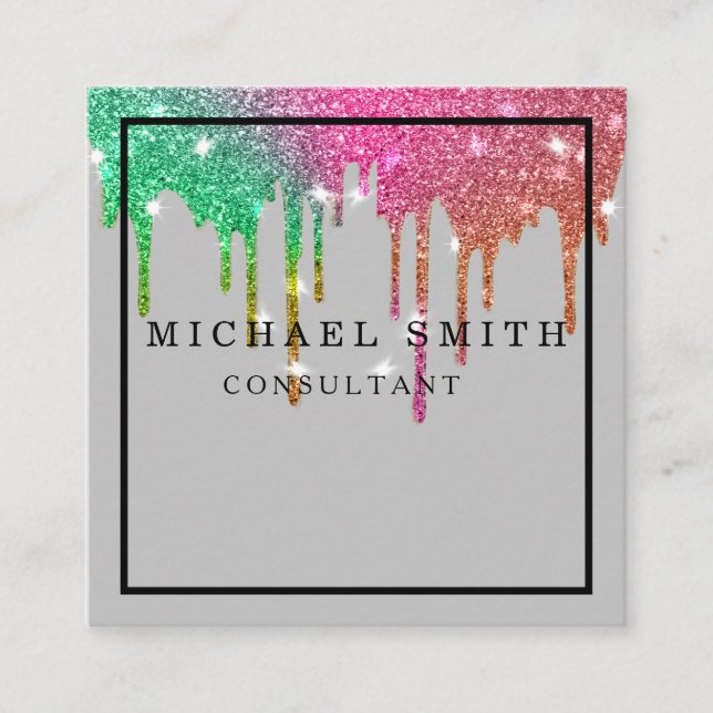 Personalized Minimalist Modern QR Code Logo Square Business Card (Front)