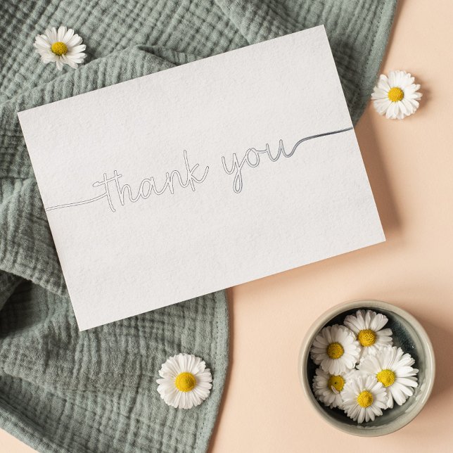     Personalized Minimalist Modern White Thank You Foil Holiday Card (Creator Uploaded)