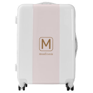 Personalized Minimalist Monogram Blush Pink Gold Luggage