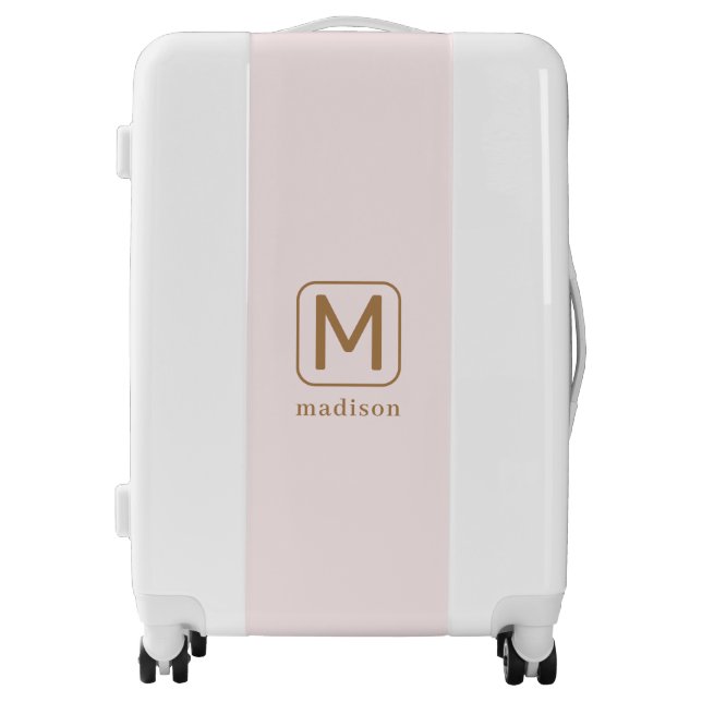 Personalized Minimalist Monogram Blush Pink Gold  Luggage (Front)