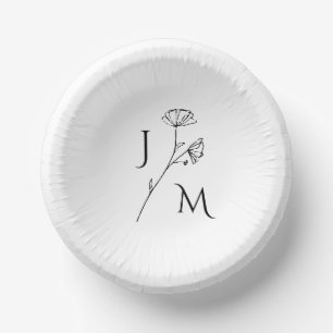 Personalized Minimalist Monogram Paper Plate Bowls