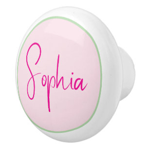 Personalized Minimalist Name Pink Ceramic Knob