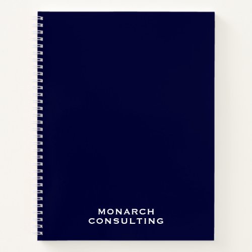 Personalized Minimalist Navy Blue Business Notebook