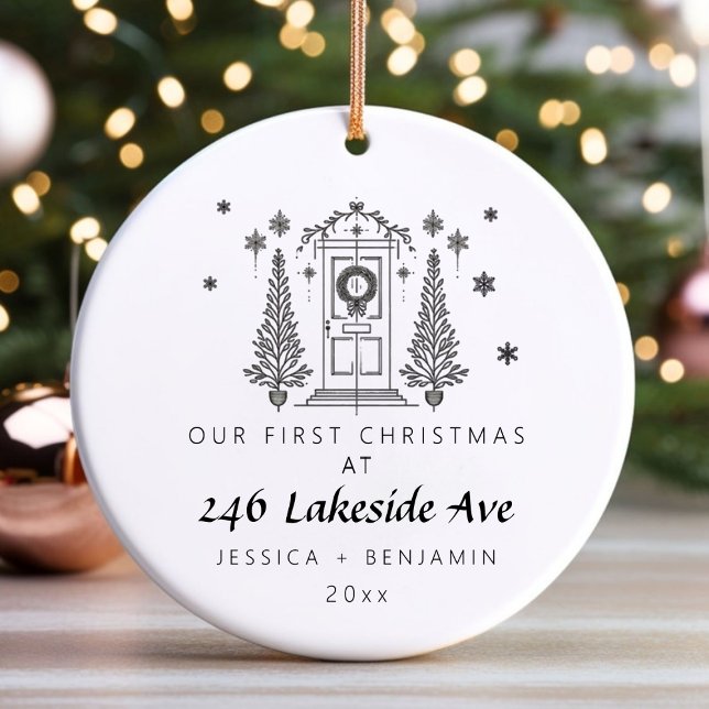 Personalized Minimalist New Home Christmas Ceramic Ornament (Personalized Minimalist New Home Christmas Ceramic Ornament)