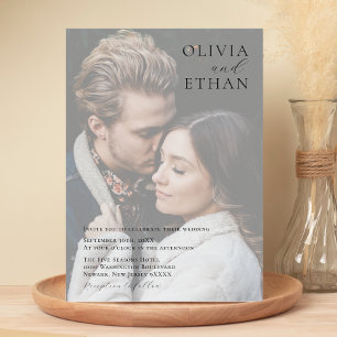 Personalized Minimalist Overlay Photo Wedding Invitation