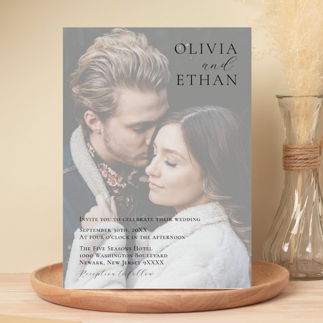 Personalized Minimalist Overlay Photo Wedding Invitation (Creator Uploaded)