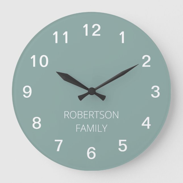 Personalized Minimalist Pale Turquoise Wall Clock (Front)