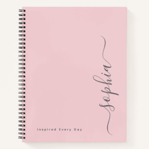 Personalized Minimalist Pink Custom Name Spiral Notebook