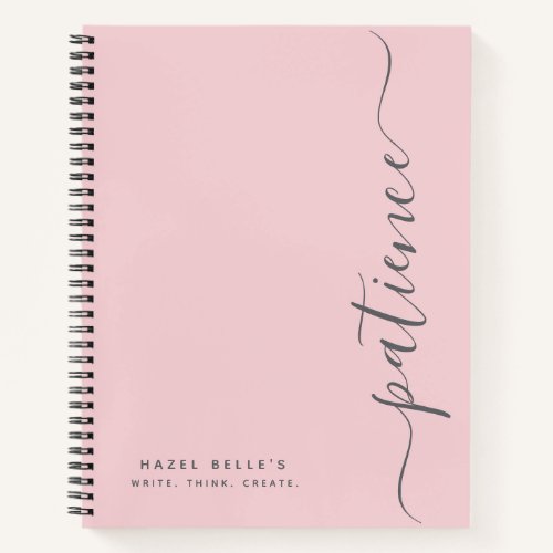 Personalized Minimalist Pink Custom Name Spiral Notebook
