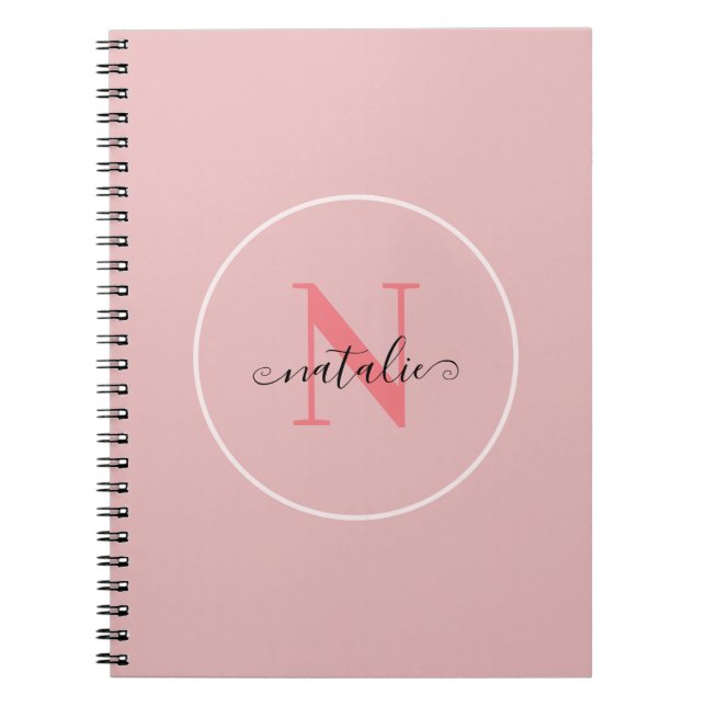 Personalized Minimalist Pink Spiral Notebook (Front)