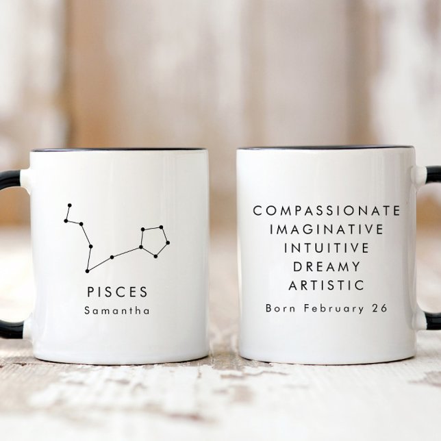 Personalized Minimalist Pisces Zodiac Sign Mug (Creator Uploaded)