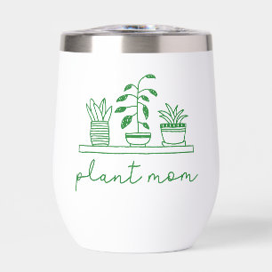 Personalized Minimalist Plant Mom Cute Plant Lover Thermal Wine Tumbler